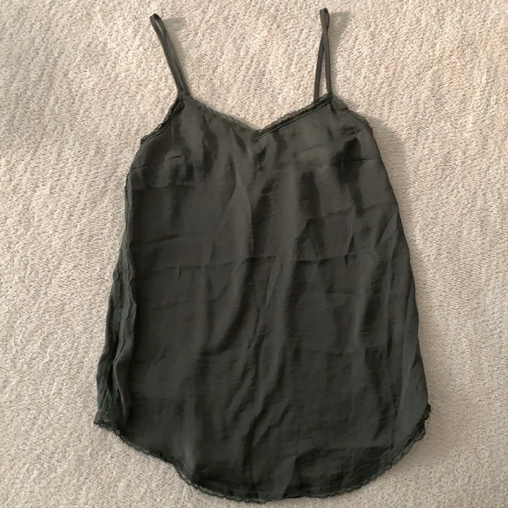 Who What Wear Lace Trim Olive Cami
